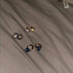 Elegant Gold and Blue Hoop Earrings